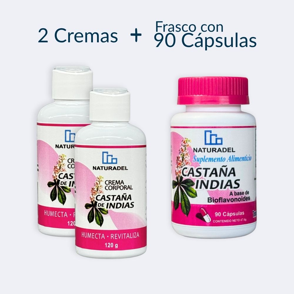 Combo Varix Support — Cápsulas de Castaña de Indias + 2 Cremas para piernas