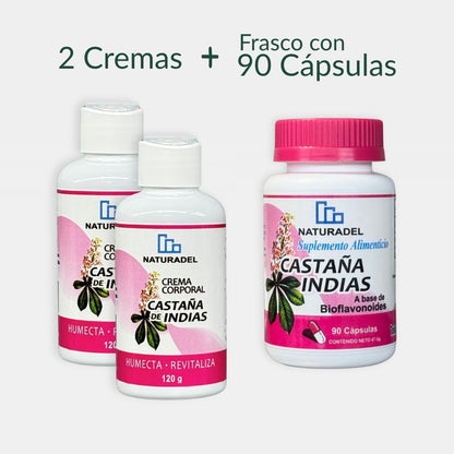 Combo Varix Support — Cápsulas de Castaña de Indias + 2 Cremas para piernas